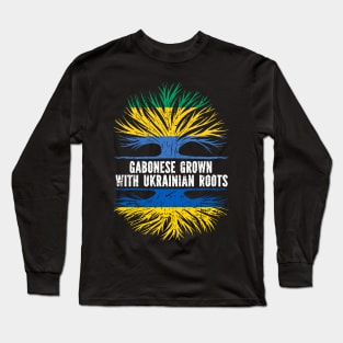 Gabonese Grown with Ukrainian Roots Flag Long Sleeve T-Shirt